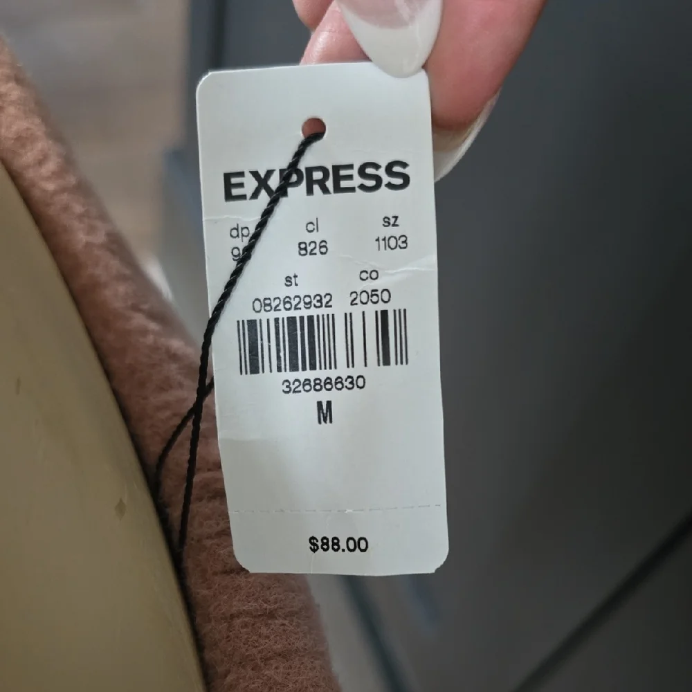 Express Off-Shoulder Ribbed Sweater - Brown - Picture 2 of 5